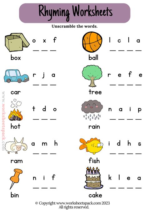 free list of rhyming words.